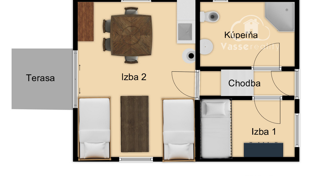 Na predaj 2 izbová celoročná chata  v Radvani nad Dunajom.