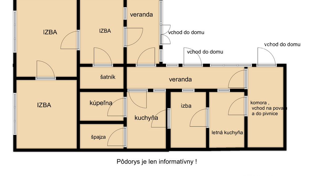 Na predaj chalupa v obci Kuraľany s garážou , pozemok  1536 m2  .